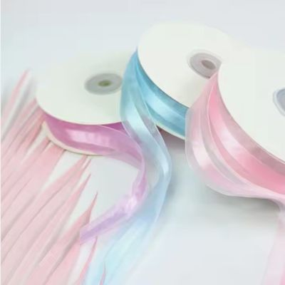 قیمت خوب پلی استر دو صورت ارگانزا ربن رول 1 اینچ عرض برای عروسی دستکاری هدیه کمان آنلاین