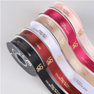 قیمت خوب نوار پلی استر انگلیسی بسته بندی گل نوار برای تزئین گلدان DIY 2.5 سانتی متری Love Gold Stamping آنلاین