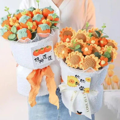 خرید بوکت گل آفتابگردان بافره دست ساز، هدیه تولد برای دوست دختر/حيوان، هدیه دوران فارغ التحصیلی خلاقانه تولید آنلاین