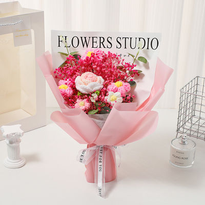 خرید گل رز و نفس نوزاد گل های خشک شده گلدان های بافته شده بوکت های دستبسته ی پارچه ای آرایش گل 30x30 سانتی متر تولید آنلاین