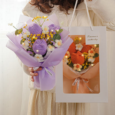 قیمت خوب 30x35 سانتي متري پيچ دست سازي بوکت نخ لاله هديه روز مادر آنلاین