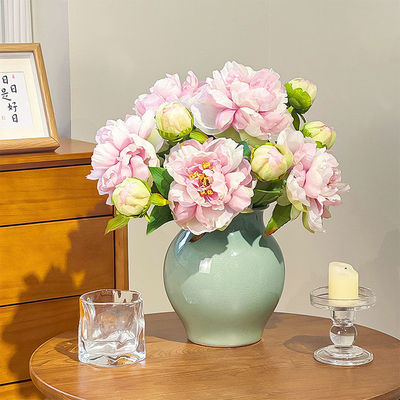 قیمت خوب گل هاي مصنوعي از رنگ پيوني و پيوني، گل هاي تزئيني اتاق نشيمن به سبک چيني، زيورها و گل هاي دستي از رنگ پيوني آنلاین