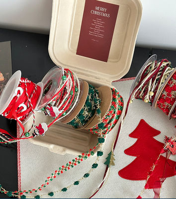 خرید مواد گل DIY سبز 1cm/5m نوار بافندگی کریسمس برای تزئینات و جعبه های هدیه تولید آنلاین