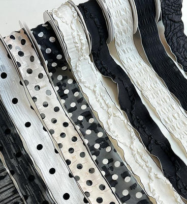 خرید بسته بندی گل های تزئینی DIY 14 متر نوار سیاه و سفید گلدان Qixi با گلدان نوار تولید آنلاین