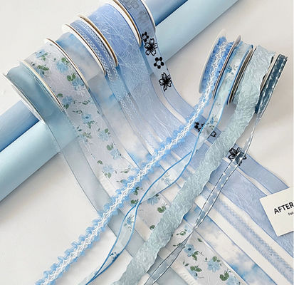 خرید دریای آبی ساخت بشر سری روبان گل دسته گل بسته بندی روبان مواد تزئینی گل دسته ای دسته ای دست ساز DIY تولید آنلاین