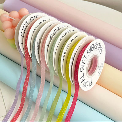 خرید نوار دو طرفه پولکا پلی استر 1 سانتی متر / 18 متر مناسب برای بسته بندی دست ساز DIY بوکت گل و تزئینات کمان تولید آنلاین