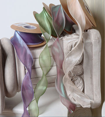 قیمت خوب مواد دست‌ساز DIY روبان پاپیون مشکی و نخ دُم ماهی با بافت ابریشم مصنوعی برای بسته‌بندی دسته گل تازه آنلاین