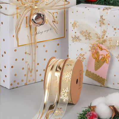 خرید دکوراسیون روز ولنتاین برف گاز هدیه کیک گل بسته بندی روبان کراوات با روکش طلایی سفید تولید آنلاین