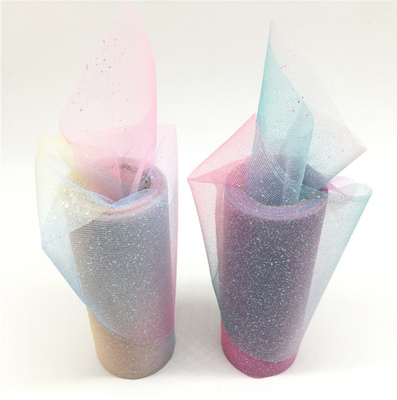 خرید 15cm 10 Yards Organza Tulle Rolls Rainbow Glitter Tulle with Crystal Sequin online manufacture