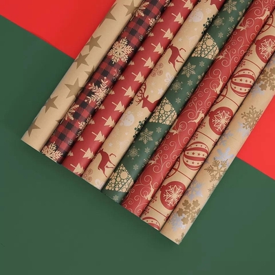 قیمت خوب کاغذ بسته بندی کریسمس 50*70 سانتی متر 80 گرم کاغذ کرافت کاغذ کادو کادو آنلاین