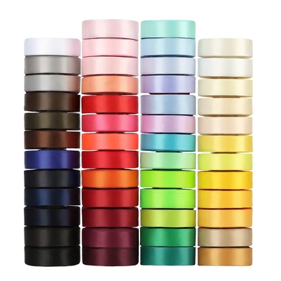 قیمت خوب 196 رنگ رنگین Rainbow Ribbon Single Double Face 100٪ پلی استر ساتن لپ تاپ ربن رول آنلاین
