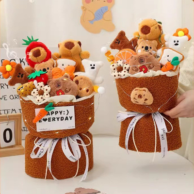 قیمت خوب کریسمس Pawfect رهبر اسباب بازی پلش مجموعه گل Capybara گلدان Kawaii کارتونی هدیه برای روز ولنتاین / تولد آنلاین