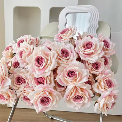 قیمت خوب عمده فروشی ارزان گل جعلی 7 سر ابریشم گل گل گل گل مصنوعی گل صورتی برای خانه دکوراسیون عروسی رمانتیک آنلاین