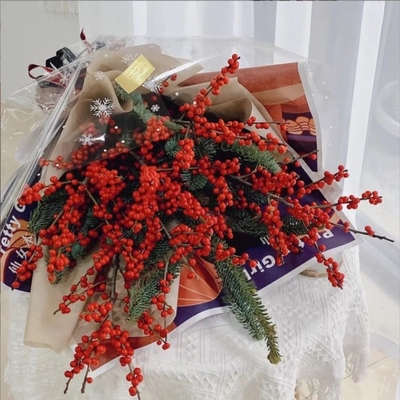 قیمت خوب کاغذ بسته بندی گل سیلوفان شفاف و ضد آب، هدیه کریسمس، مواد بسته بندی بوکت سیب در شب کریسمس آنلاین