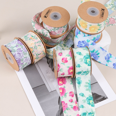 قیمت خوب نوار چاپی گل رز لوازم جانبی موهای هدیه گل DIY کفش بسته بندی گل گل کلاه چمن کمان نوار گل رز نوار گل آنلاین