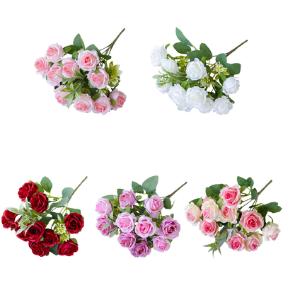 10 گل رز کوچک برای عروسی، گلدان های گل کوچک، تزئینات خانه هتل، گل های شبیه سازی گل ابریشم، گل های مصنوعی جعلی