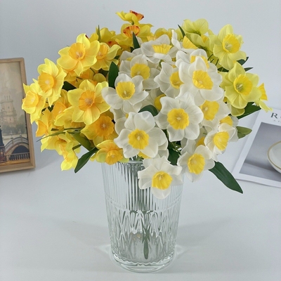 قیمت خوب یک دسته از گل های واقعی نرسیس برای یک اتاق نشیمن تازه و تمیز و تزئین میز غذا خوردن، هنر گل مصنوعی، گل های ابریشم و گل های مصنوعی آنلاین