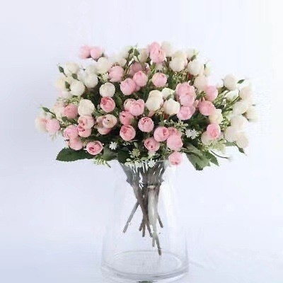 قیمت خوب جوانه های گل رز مصنوعی DIY برای تزئین عروسی خانگی و گلدان های جعلی آنلاین