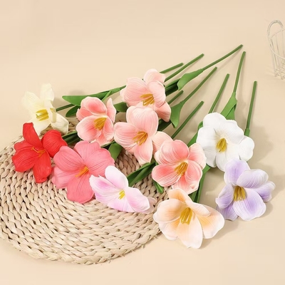 قیمت خوب شبیه سازی برونی باز کردن لاله PU شبیه سازی گل مرطوب کننده لمس عروسی اتاق نشیمن دکوراسیون گلدان گل های جعلی آنلاین