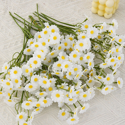 قیمت خوب گلدسته ی دایزی با گل های جعلی، طراح گل میز ناهار خوری اتاق نشیمن در سبک اروپایی، گلدسته ی بابونه خشک شده، گل های شبیه سازی شده ی کریزانتم وحشی آنلاین