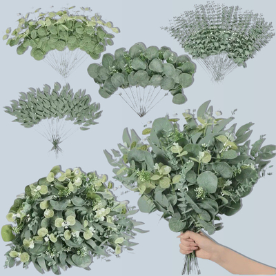 قیمت خوب شبیه سازی یک برگ پول، برگ بلوط، بسته گل کوچک، 5 چنگال سری Insen لوازم جانبی ترتیب گل عروسی، تزئینات مواد آنلاین