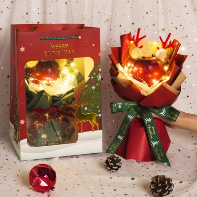 قیمت خوب هدیه خلاقانه کریسمس: یک دسته گل سیب صلح، مواد DIY، گل های سیب و یک دسته گل گوزن شمالی کریسمس برای دوست دخترتان آنلاین