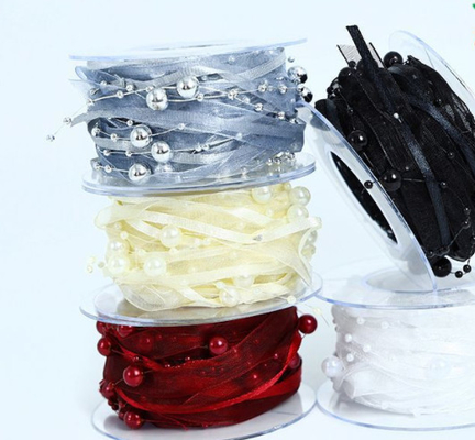 قیمت خوب مروارید عشق نخ مروارید زنجیر روبان گل مواد بسته بندی مهره ای لوازم جانبی مو هدیه DIY روبان 1 سانتی متر / 5 متر ثبات رنگ آنلاین
