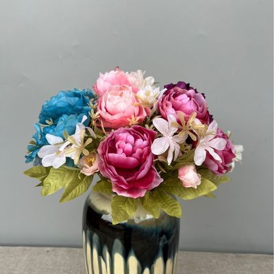 قیمت خوب عطر آسمانی شبیه سازی شده بوکت پیونی گل های جعلی گل های هلو عطر گل های عروسی پلاستیکی خانه آرایش گل اتاق نشیمن تزئینات اتاق نشیمن آنلاین