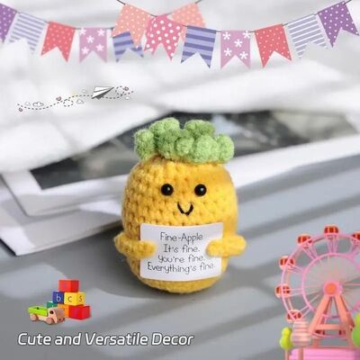 قیمت خوب Adorable Positive Energy Ornament Handmade Crochet Pineapple Plush Doll for Party Decorations آنلاین