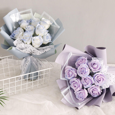 قیمت خوب جعبه کادو دسته گل رز صابون دست ساز، دسته گل صابون با عطر و ماندگاری طولانی برای هدیه لوگوی سفارشی جشن تولد کریسمس ولنتاین آنلاین