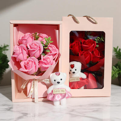 قیمت خوب بوکت گل صابون شکل خرس مدرن دست ساز 7 گل رز هدیه خلاقانه برای روز ولنتاین روز مادر روز معلم آنلاین