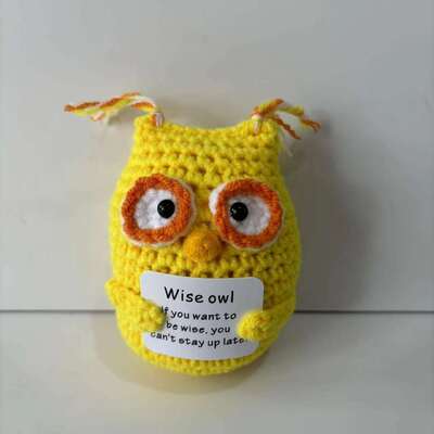 قیمت خوب New Positive Potato Handmade Inspirational Crochet Knitted Doll Emotional Support Cute Knitted Positive Wise Owl آنلاین