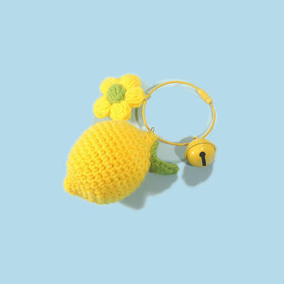 قیمت خوب Cute Mini Lemon Style Keychain Knitted Crochet Wool Thread Keychain Handmade Fashionable Bag Accessory آنلاین