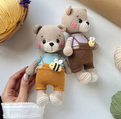 قیمت خوب Handmade Crochet Amigurumi Bear Doll Baby Soft Teddy Animal Toy for Kids آنلاین