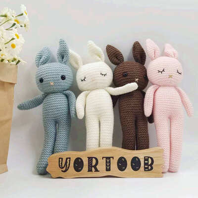 قیمت خوب Wholesale Knitted Cute Baby Comfort Doll Rabbit Crochet Animal Toy Handmade Amigurumi Rabbit Plush Toy آنلاین