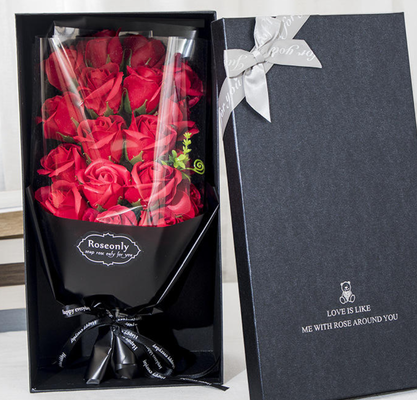 قیمت خوب دسته گل صابون روز ولنتاین جعبه هدیه گل رز با ظاهر واقعی با چراغ های LED برای او آنلاین