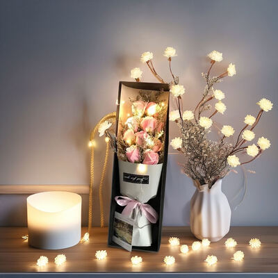 قیمت خوب گل های صابون مصنوعی با کیفیت بالا بوکت با چراغ LED برای سال 2026 روز ولنتاین روز مادر هالوین فارغ التحصیلی جعبه هدیه آنلاین