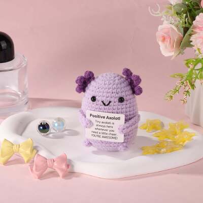 قیمت خوب حمایت عاطفی بنفش مثبت آکسولوتل Crochet مینی حیوانات پر شده اسباب بازی زیبا الهام بخش برای بالا بردن عروسک با رشته هدیه آنلاین
