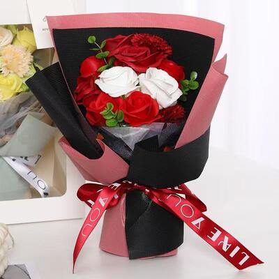 قیمت خوب عمده فروشی 11 سر گل سرخ مصنوعی گاردون صابون گل گل برای روز مادر و روز ولنتاین هدیه آنلاین