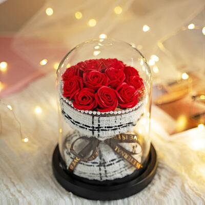 قیمت خوب روز ولنتاین روز مادران گل صابون گل هدیه در گنبد شیشه ای 32 * 17 سانتی متر Evermore دست ساز هنر تزئینات هدیه آنلاین