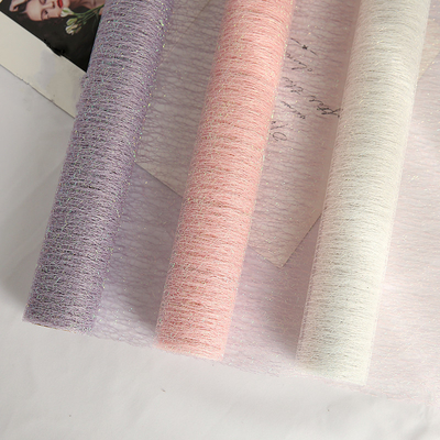 قیمت خوب پلی استر 50cmx5yards گل فروشی کاغذ بسته بندی رنگین کمان مش رول مقاوم در برابر آب و هوا آنلاین
