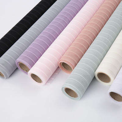 قیمت خوب بسته بندی گل فروشی رول مش دکو راه راه پلی استر 70-80 گرم آنلاین